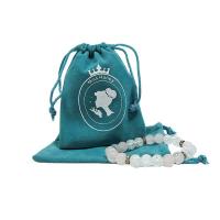 Velveteen Drawstring Bag turquoise blue Sold By Lot