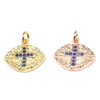 Cubic Zirconia Micro Pave Brass Pendant, micro pave cubic zirconia, more colors for choice, 15x13x2mm, Sold By PC