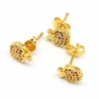 Cubic Zirconia Micro Pave Brass Earring Apple micro pave cubic zirconia & for woman golden Sold By Pair
