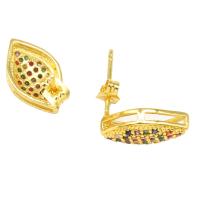 Cubic Zirconia Micro Pave Brass Earring, micro pave cubic zirconia & for woman, golden, 15x14x13mm, Sold By Pair