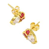 Cubic Zirconia Micro Pave Brass Earring micro pave cubic zirconia & for woman golden Sold By PC