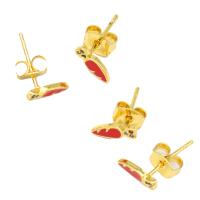 Brass Stud Earring Carrot for woman & enamel mixed colors Sold By Pair