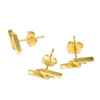 Boucles d'oreilles en laiton zircon cubique pavent, Symbole de la foudre, pavé de micro zircon & pour femme, doré, 14x13x5mm, Vendu par paire