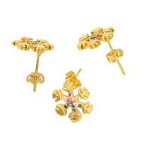 Cubic Zirconia Micro Pave Brass Earring Snowflake micro pave cubic zirconia & for woman golden Sold By Pair