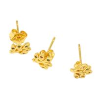 Cubic Zirconia Micro Pave Brass Earring, Tree, micro pave cubic zirconia & for woman, golden, 13x8x8mm, Sold By Pair