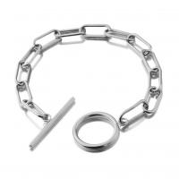 Titanium Steel Bracelet & Bangle plated fashion jewelry & Unisex & oval chain Sold By PC