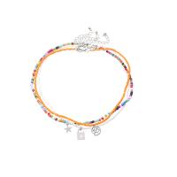 Glas Seed pärlor halsbandet, Zink Alloy, med Seedbead, med 2.36 extender kedja, polerad, tre stycken & mode smycken & för kvinna, ursprungliga färgen, Längd 14.88 inch, Säljs av Ställ