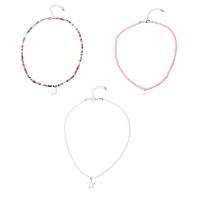 Glass Seed Beads Necklace Zinc Alloy with Seedbead plated three pieces & fashion jewelry & for woman multi-colored Length 14.37 Inch Sold By Set