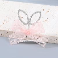 Alligator Hair Clip Zinc Alloy with acrylic rhinestone & Lace Bowknot fashion jewelry & for woman pink Sold By PC