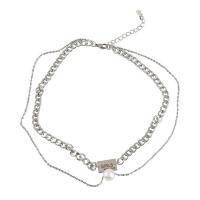 Collier de bijoux en alliage de zinc, avec Plastique ABS perle, avec 2.36 chaînes de rallonge, Placage, bijoux de mode & pour femme, couleur originale, Longueur:14.37 pouce, Vendu par PC
