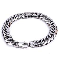 Titanium Steel Bracelet, polished, different size for choice & curb chain & for man, silver color, Sold By PC