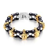 Titanium Steel Bracelet, Skull, polished, for man, more colors for choice, 25mm, Length:Approx 22 cm, Sold By PC
