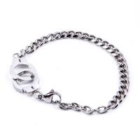 Titanium Steel Bracelet & Bangle polished Unisex & curb chain 8mm Length Approx 22 cm Sold By PC