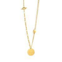 Titanstahl Halskette, plattiert, Doppelschicht & Kastenkette & für Frau, goldfarben, 1.40x3x20mm, Länge:ca. 49 cm, verkauft von PC