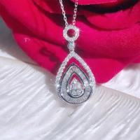 Cubic Zircon Micro Pave Brass Necklace Teardrop micro pave cubic zirconia & for woman silver color Length 45 cm Sold By PC