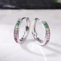Brass Huggie Hoop Earring, micro pave cubic zirconia & for woman, multi-colored, 17mm, Sold By PC
