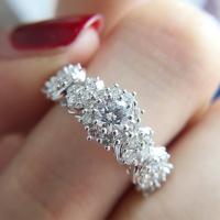 Cubic Zirconia Micro Pave Brass Ring micro pave cubic zirconia & for woman silver color 4mm Sold By PC