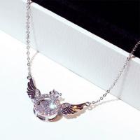 Cubic Zircon Micro Pave Brass Necklace Angel Wing micro pave cubic zirconia & for woman Length 45 cm Sold By PC