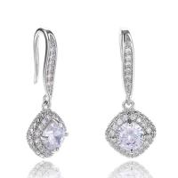 Cubic Zirconia Micro Pave Brass Earring micro pave cubic zirconia & for woman 6mm Sold By Pair