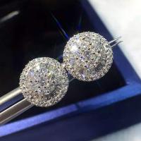 Cubic Zirconia Micro Pave Brass Earring Round micro pave cubic zirconia & for woman silver color 14.50mm Sold By Pair