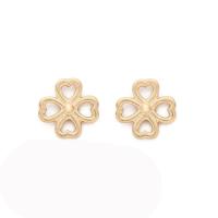 Tibetan Style Stud Earring, Four Leaf Clover, plated, for woman, more colors for choice, 15mm, Sold By Pair