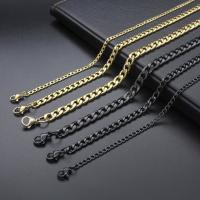 Stainless Steel Chain Necklace stainless steel lobster clasp electrolyzation DIY & Unisex & curb chain metallic color plated Sold By Strand