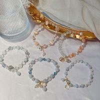 Cats Eye Armbänder, Katzenauge, mit Zink-Legierung Perle & Kristall & Kunststoff Perlen, goldfarben plattiert, verschiedene Stile für Wahl & für Frau, keine, Länge:ca. 7.6 ZollInch, verkauft von PC