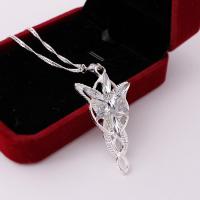 Zinc Alloy Jewelry Necklace silver color plated Unisex & with rhinestone Length Approx 19.68 Inch Sold By PC