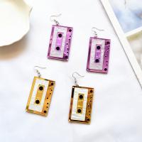 Acrylic Jewelry Earring, with Tibetan Style, cassette, for woman, more colors for choice, 33x70mm, Sold By Pair