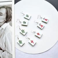 Boucle d'oreille bijoux acrylique, avec alliage de zinc, pour femme, plus de couleurs à choisir, 50x20mm, Vendu par paire