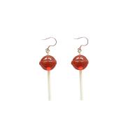 Resin Earring, with Tibetan Style, Lollipop, different styles for choice & for woman, more colors for choice, 15x55mm, Sold By Pair