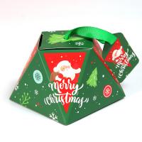 Papel Caja de regalo de embalaje, Impresión, Diseño de Navidad, 80x80x65mm, Vendido por UD