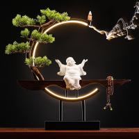 Backflow Incense Burner, White Porcelain, plated, for home and office & durable & with LED light & different styles for choice, more colors for choice, 430x100x420mm, Sold By PC