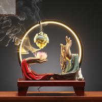 Backflow Incense Burner, Porcelain, plated, for home and office & durable & with LED light, 300x200x310mm, Sold By PC