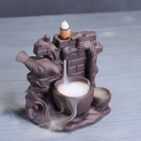 Backflow Incense Burner, Purple Clay, plated, for home and office & durable, 130x75x140mm, Sold By PC