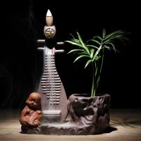 Backflow Incense Burner, Purple Clay, plated, for home and office & durable & different styles for choice, more colors for choice, 170x75x200mm, Sold By PC