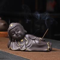 Traditional Ceramic Inserted Burner Incense Seat Purple Clay Buddha plated for home and office & durable Sold By PC