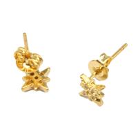 Cubic Zirconia Micro Pave Brass Earring, micro pave cubic zirconia & for woman, golden, 13x7x7mm, Sold By Pair