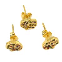 Cubic Zirconia Micro Pave Brass Earring, Hand, micro pave cubic zirconia & for woman, golden, 16x8x7mm, Sold By Pair