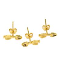 Cubic Zirconia Micro Pave Brass Earring, micro pave cubic zirconia & for woman, golden, 13x12x5mm, Sold By Pair