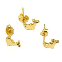 Cubic Zirconia Micro Pave Brass Earring Fish micro pave cubic zirconia & for woman golden Sold By Pair