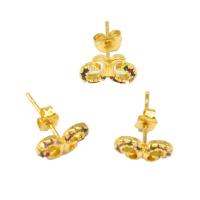 Messing oorbellen met micro-paved kubieke zirconia's, Vlinder, micro pave zirconia & voor vrouw, gouden, 14x7x11mm, Verkocht door pair