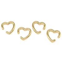 Brassard de boucle d'oreille de mode, laiton, coeur, pour femme, doré, 17x17x2mm, Vendu par paire