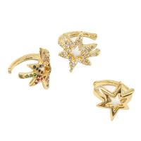 Fashion Earring Cuff and Wraps, Brass, Star, micro pave cubic zirconia & for woman, more colors for choice, 13x14x13mm, Sold By Pair
