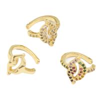 Fashion Earring Cuff and Wraps, Brass, Lip, micro pave cubic zirconia & for woman, more colors for choice, 12x12mm, Sold By Pair