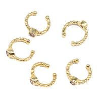 Fashion Earring Cuff and Wraps, Brass, micro pave cubic zirconia & for woman, golden, 12x12x4mm, Sold By Pair