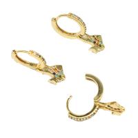 Huggie Hoop Drop Earring Brass Fish micro pave cubic zirconia & for woman golden Sold By Pair