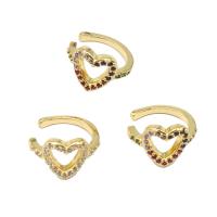 Fashion Earring Cuff and Wraps Brass Heart micro pave cubic zirconia & for woman Sold By Pair