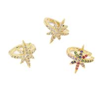 Fashion Earring Cuff and Wraps Brass Star micro pave cubic zirconia & for woman Sold By Pair