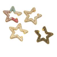 Fashion Earring Cuff and Wraps Brass Star micro pave cubic zirconia & for woman Sold By Pair